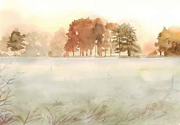 Zdzisław Rutkowski - Meadow in the fog