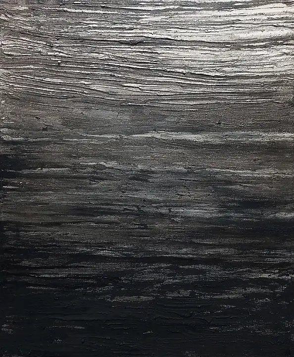Iwona Jabłońska, Mäander der Dunkelheit, Lasur, Ölbild, Mischtechniken - Leinwand, 100 x 120