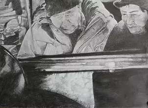 Agnieszka Kurlenda - Męcząca podróż rysunek ołówkiem