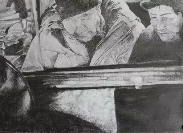 Agnieszka Kurlenda - Męcząca podróż rysunek ołówkiem