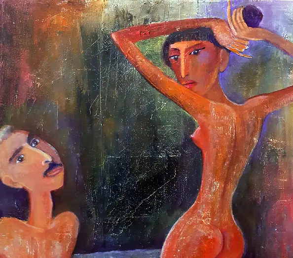 ZAKIR AHMEDOV - Meeting 2025year 70x50cm Original painting Oil on canvas