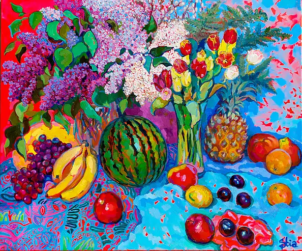 Anastasiia Kurkova, Petal Melody of Lilac, Oil painting - canvas, 120 x 100