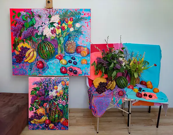 Anastasiia Kurkova, Petal Melody of Lilac, Oil painting - canvas, 120 x 100