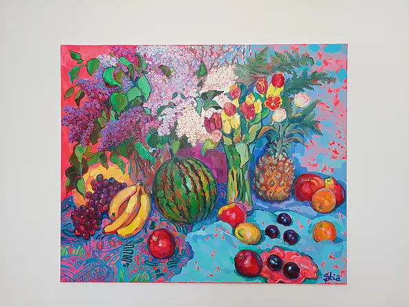 Anastasiia Kurkova, Petal Melody of Lilac, Oil painting - canvas, 120 x 100