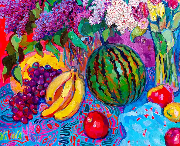 Anastasiia Kurkova, Petal Melody of Lilac, Oil painting - canvas, 120 x 100