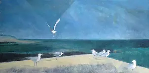   - Gulls acrylic on the plate | 120x60
