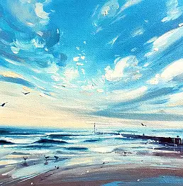Karina Jaźwińska, Чайки на ветру, Масляная картина - холст, 24 x 18