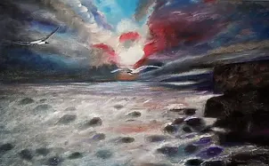 Marianna Włóka - Seagulls at sunset