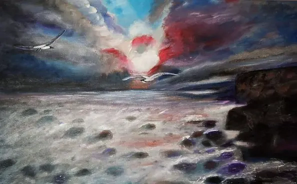 Marianna Włóka - Seagulls at sunset