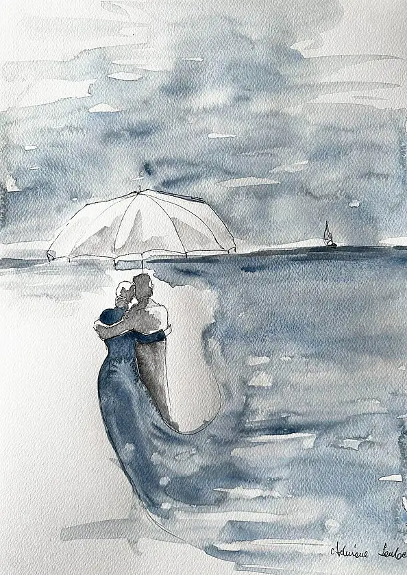 Adriana Laube, "Mglisty dzień", Akwarele, Inne - papier, 30 x 42