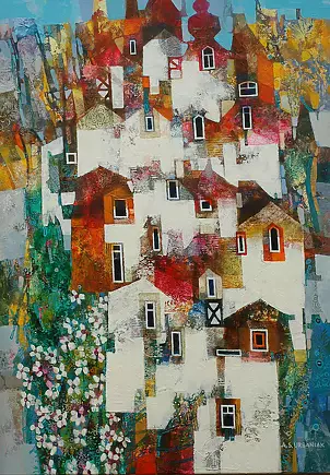 Alicja Słaboń Urbaniak - A small town with a meadow