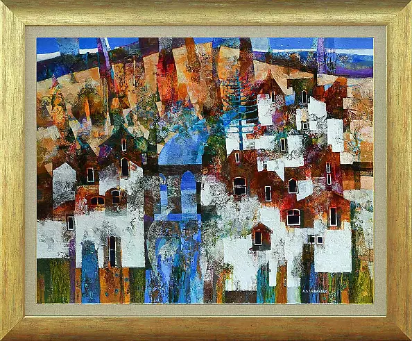 Alicja Słaboń Urbaniak - Town with a bridge and araucaria