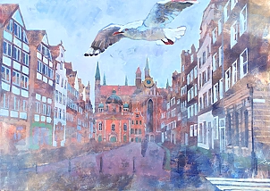 Rita Staszulonok - City, Seagull, Fog