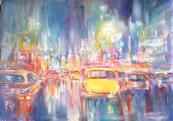 Kazimierz Komarnicki - Miasto. Przejażdżka w deszczu