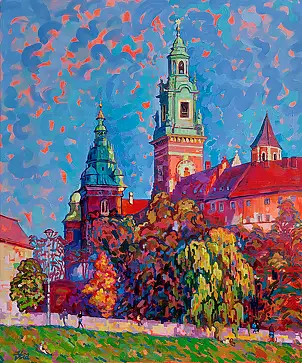 Anastasiia Kurkova, Stadt der Türme, Ölbild - Leinwand, 100 x 120