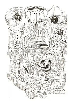 Brunon Szolc, Miasto , Inne - papier, 26 x 38