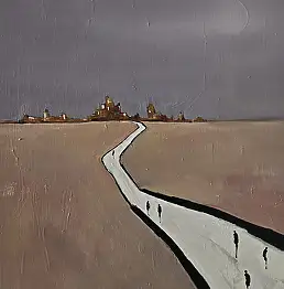 Mariusz Makuła, Die Stadt am Horizont, Ölbild - Leinwand, 40 x 50