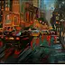 Grażyna Potocka - Chicago di notte dipinto ad olio 50-60 cm