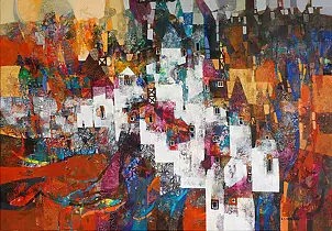 Alicja Słaboń Urbaniak - City among orange fields