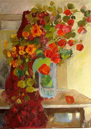   - Tomatillo and nasturtiums