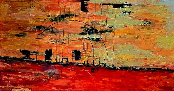 Magda Malinowska, Między Światami, Obraz akrylowy - płótno, 150 x 70
