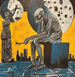 Dariusz Górski, Między Światłem i Cieniem, Obraz akrylowy, Pastel - papier, 50 x 70