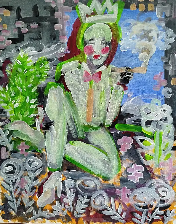 Barbara Dybala, Między cierniami, Obraz akrylowy, Tempera - płótno, 40 x 50