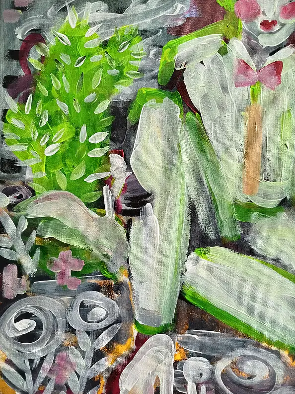 Barbara Dybala, Między cierniami, Obraz akrylowy, Tempera - płótno, 40 x 50