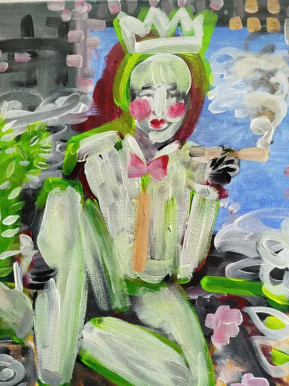 Barbara Dybala, Między cierniami, Obraz akrylowy, Tempera - płótno, 40 x 50