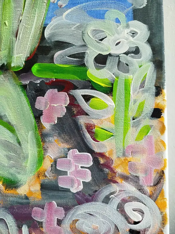 Barbara Dybala, Między cierniami, Obraz akrylowy, Tempera - płótno, 40 x 50