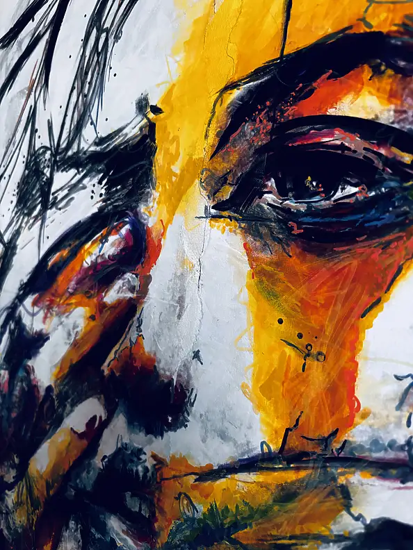 Anna Wojtacha, Między ciszą a krzykiem , Decoupage, Gwasz , Kolaż, Obraz akrylowy, Techniki mieszane - płótno, 60 x 80
