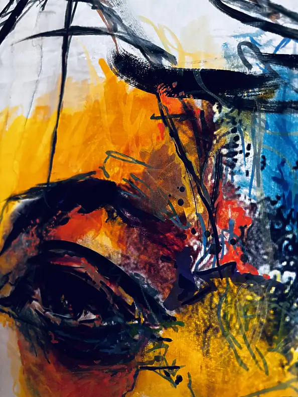 Anna Wojtacha, Między ciszą a krzykiem , Decoupage, Gwasz , Kolaż, Obraz akrylowy, Techniki mieszane - płótno, 60 x 80