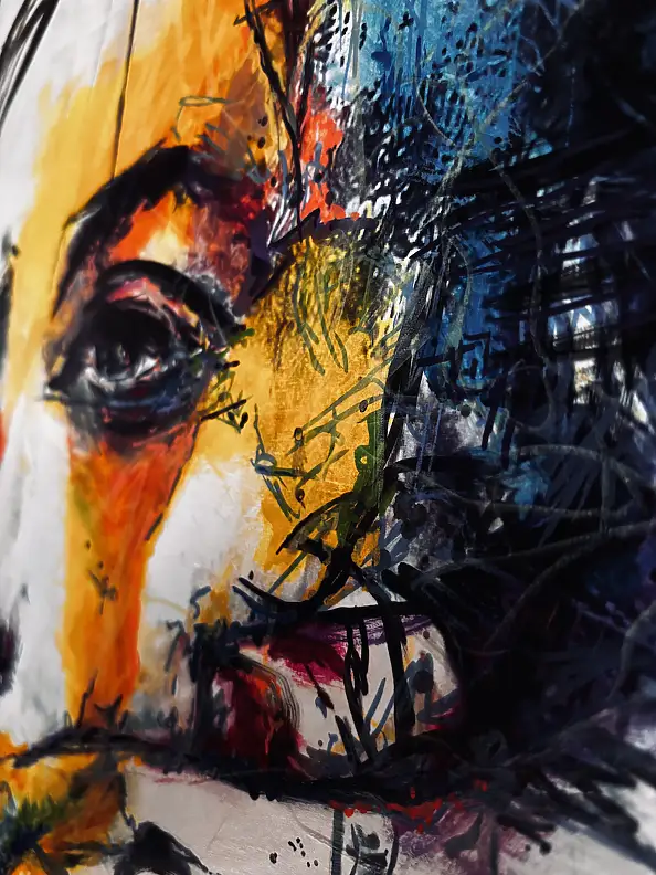 Anna Wojtacha, Między ciszą a krzykiem , Decoupage, Gwasz , Kolaż, Obraz akrylowy, Techniki mieszane - płótno, 60 x 80