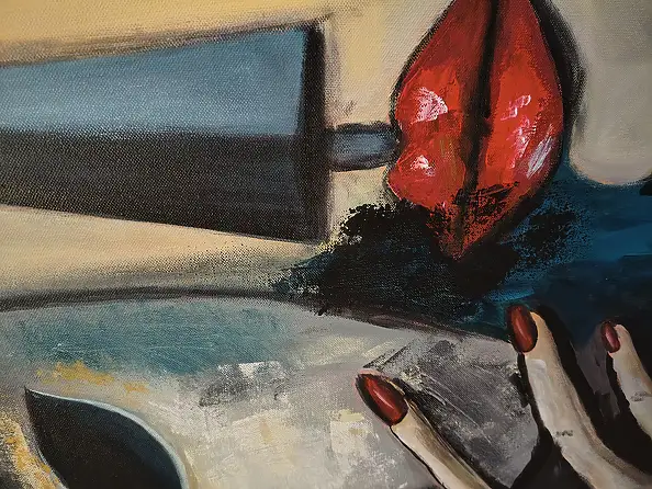katarzyna nachajska, Entre le masque et le regard, Peinture acrylique - toile, 100 x 100
