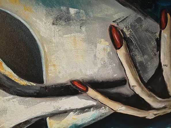 katarzyna nachajska, Entre le masque et le regard, Peinture acrylique - toile, 100 x 100