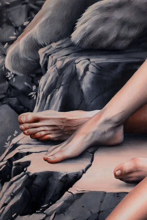 Maja Borowicz, Entre cendres et vie, Peinture à l'huile - toile, 80 x 90