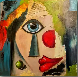 katarzyna nachajska, Between glances, Acrylic painting - canvas, 80 x 80