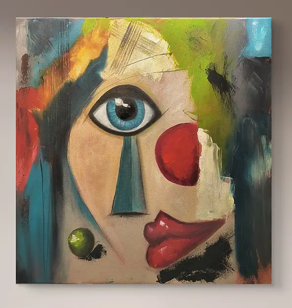 katarzyna nachajska, Between glances, Acrylic painting - canvas, 80 x 80