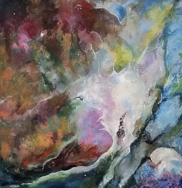 Ewa Mościszko, Between Worlds 3, Acrylic painting - canvas, 50 x 50