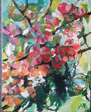 Anna Borcz, Amandier, Peinture acrylique - toile, 40 x 50