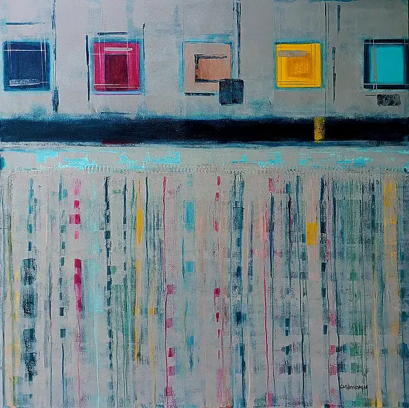 Ewa Boińska, Migotanie wspomnień, Obraz akrylowy - płótno, 90 x 90