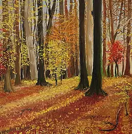 Jadwiga Rudnicka, Любовные краски осени, Масляная картина - холст, 70 x 50