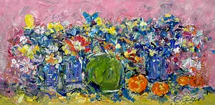 Eryk Maler, Butterfly, Oil painting - canvas, 140 x 70