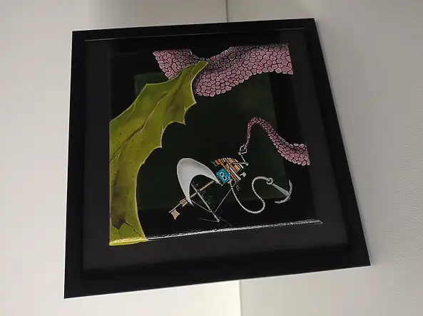 Dariusz Franciszek Różyc, Miniaturka z serii ''Nie tak odległe..'', Obraz akrylowy - inne, płótno, 15 x 15