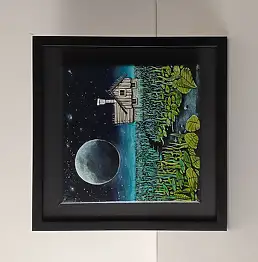 Dariusz Franciszek Różyc, Miniaturka z serii ''Nie tak odległe..'', Obraz akrylowy - inne, płótno, 15 x 15