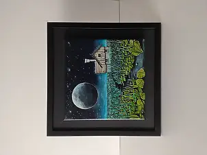 Dariusz Franciszek Różyc, Miniaturka z serii ''Nie tak odległe..'', Obraz akrylowy - inne, płótno, 15 x 15