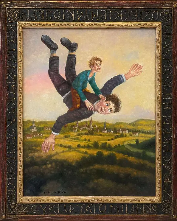 Dariusz Miliński, Young Icarus, Oil painting - canvas, 50 x 60