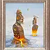 Jarosław Jaśnikowski, Moai of Fire and Ice, Oil painting - canvas, 60 x 70