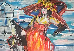 małgorzata machynia, Modelka, Obraz akrylowy - płótno, 100 x 150