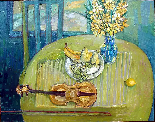 Agnieszka Polaniak - My Violin on Green Table ...
